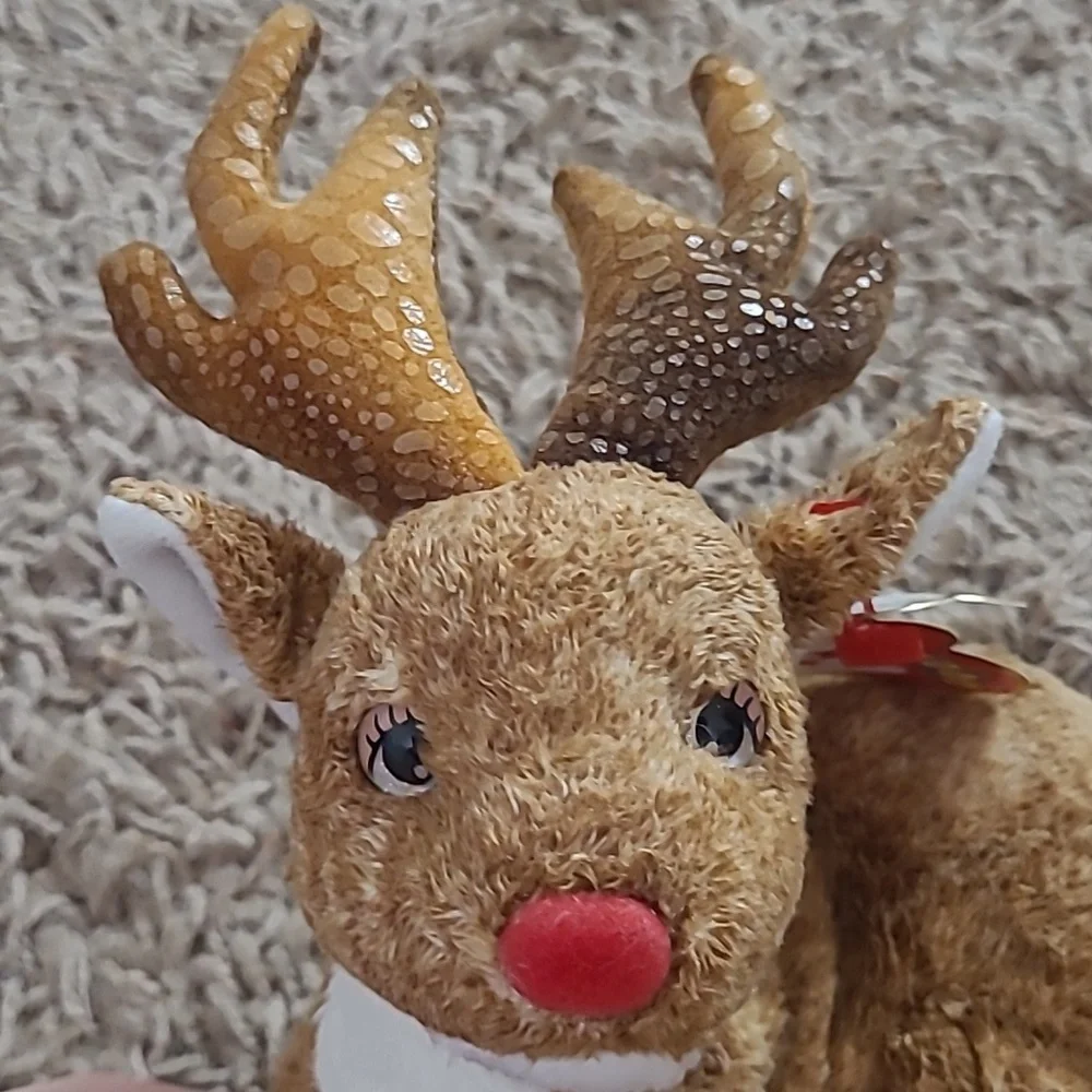 TY Beanie Baby - 2000 Roxie the Reindeer-Red Nose - Picture 5 of 8